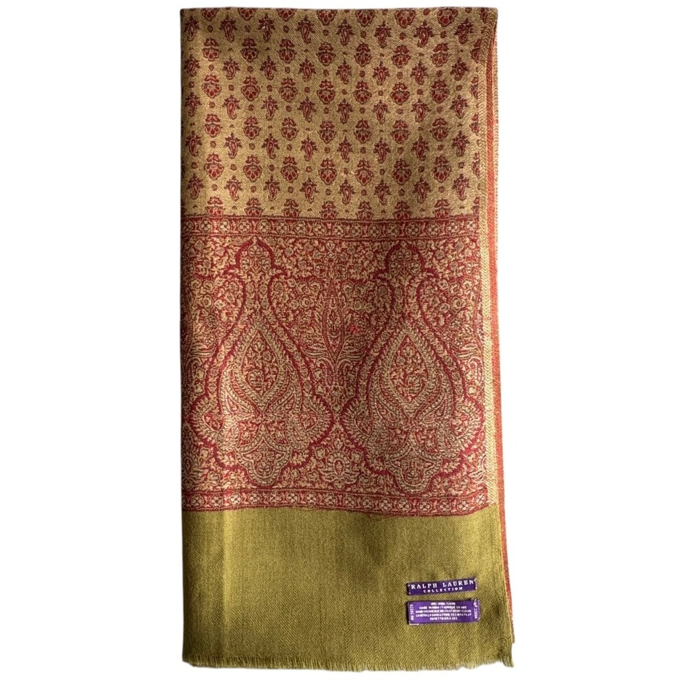 Ralph Lauren Collection Reversible Shawl Womens 7' Multicolor Wool Purple Label